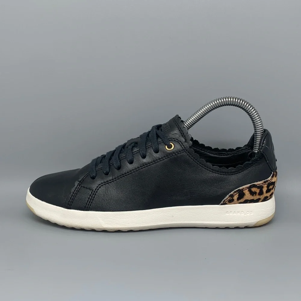 Cole Haan Grand.OS Leopard Heel Black Leather Shoes W20673 Women’s Sz‎ 6.5B